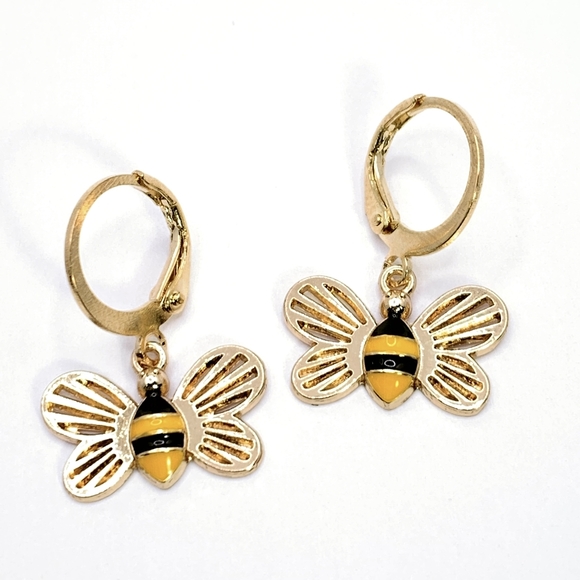 Bumble Bee Charm Earrings - Picture 2 of 4